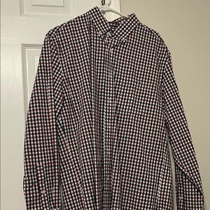 J. Crew Men's Red and Navy Checkered Button Down
